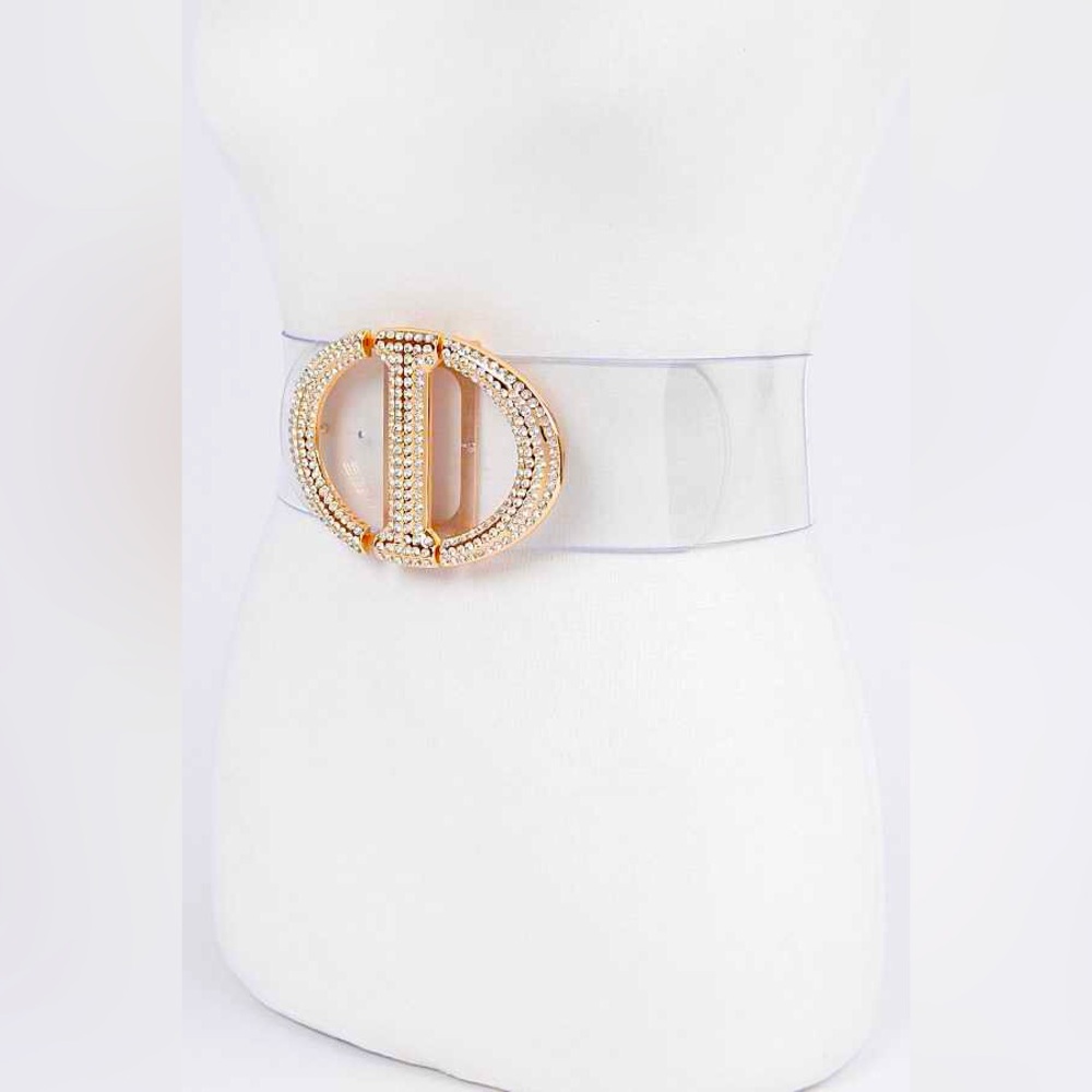 Plus Size Rhinestone Clear Statement Belt - Picture 2 of 4